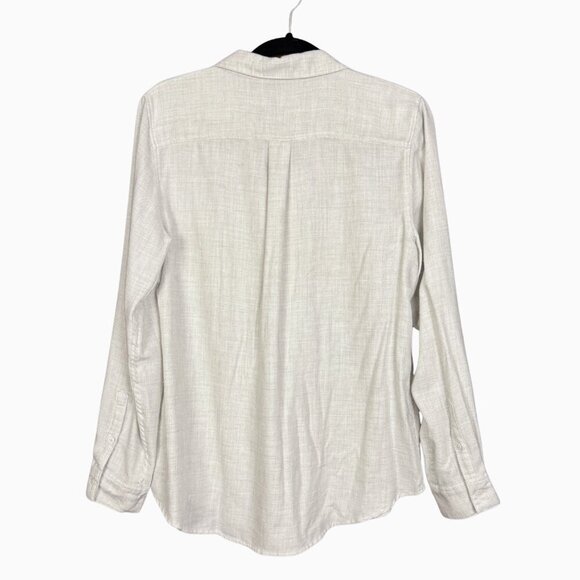 Banana Republic Boyfriend Shirt Medium Long Sleeve Button Up Soft Gray Rayon - Picture 2 of 7